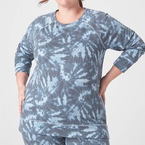LIVI Active - CozySoft Long-Sleeve Blue Tie Dye Print Fleece Sweatshirt - 18/20